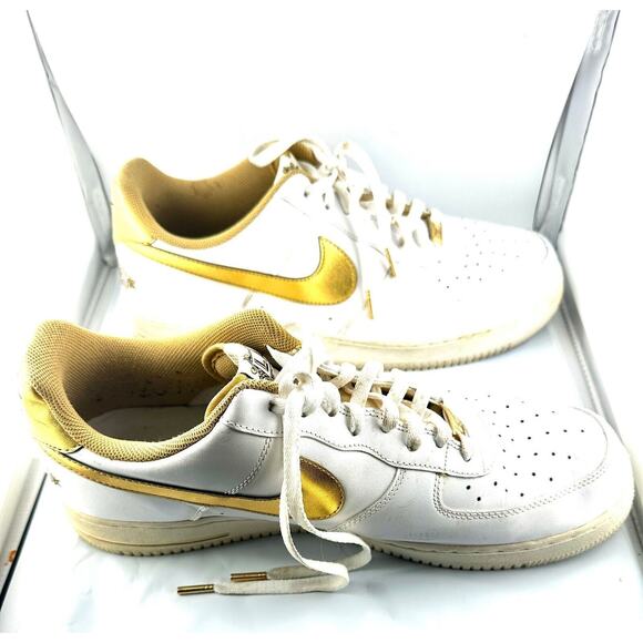 Nike Air Force 1 Low 2011 White Metallic Gold AF1 Sneakers 315122-145 Leather 14 - Picture 4 of 12
